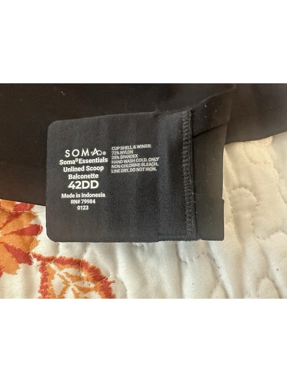 Soma Essentials Unlined Scooped Balconette Black Bra 42DD EUC Buttery Soft.